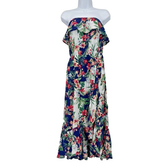 Sofia Jeans by Sofia Vergara Dresses & Skirts - Sofia Vergara XL Strapless Maxi Dress Ruffle tropical‎ vacation resort beach